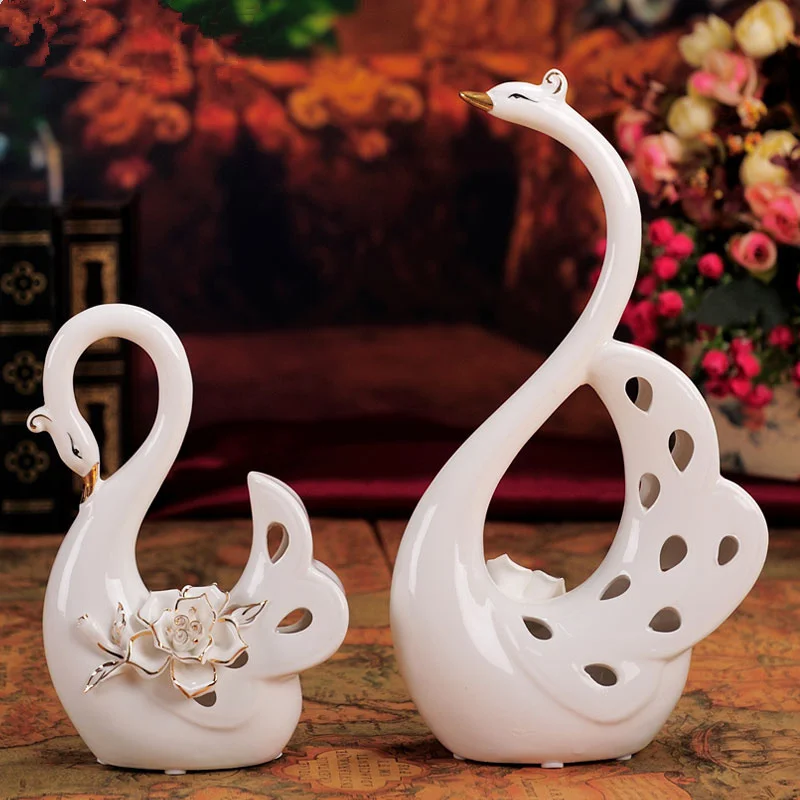Украшения для дома Керамика работа 1 пара элегантный белый лебедь пары золото