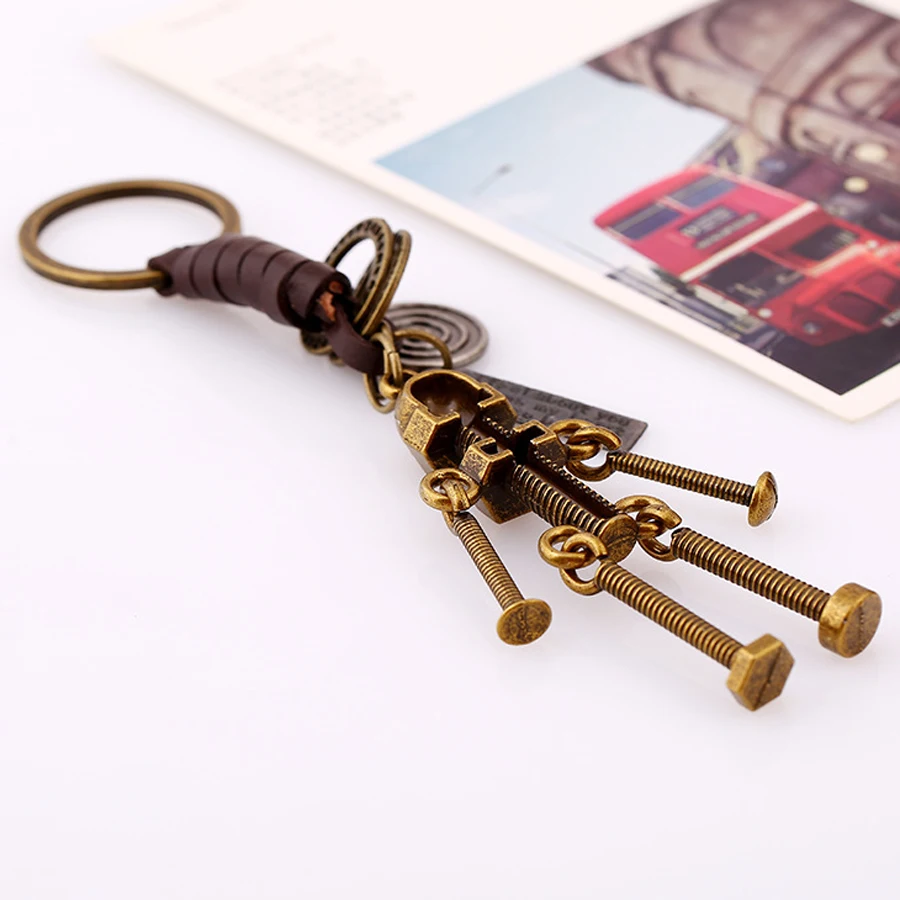 Регулируемый винт робот-брелок из натуральной кожи автомобильный брелок кольцо