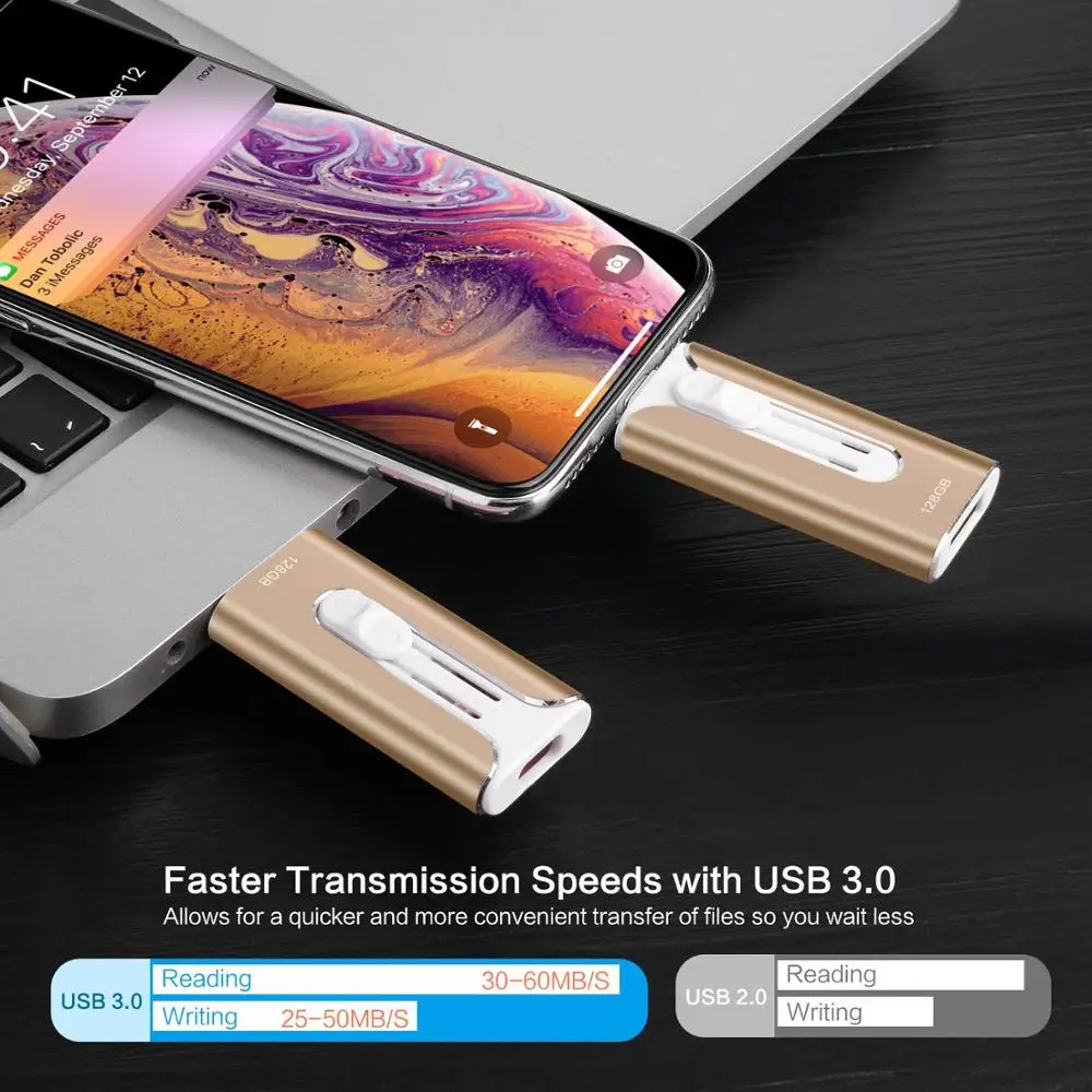 USB флэш накопитель для iPhone 128 ГБ usb ключ 3 0 Lightning Memoria Stick|USB флэш-накопители| |
