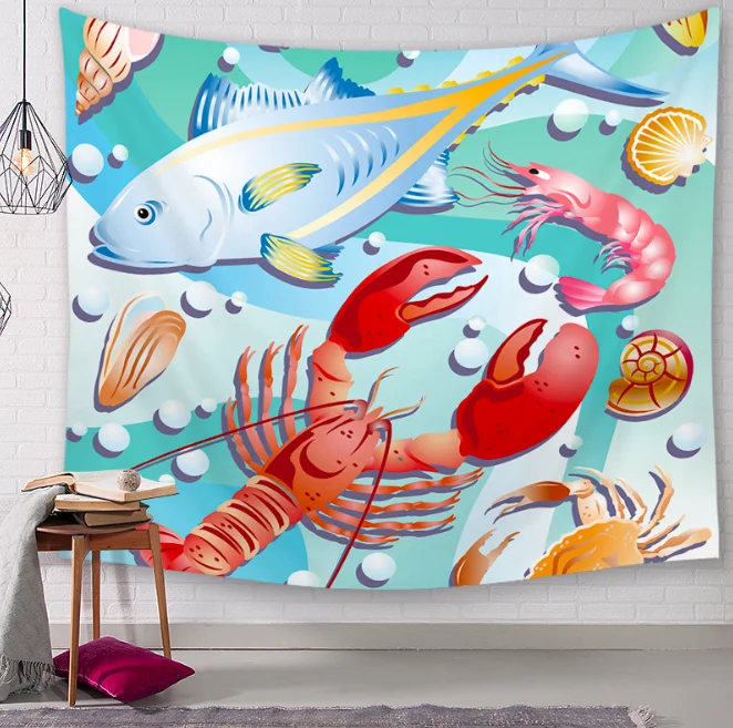 Lobster Fish Ocean World Decoration гобелены для ванной улицы гобелен настенный лист ткань