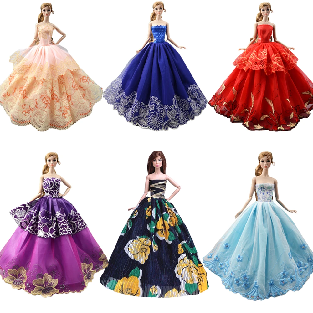 NK One Pcs Doll Princess Wedding Dress Noble Party Gown For Barbie Doll Accessories Handmake Outfit Best Gift For Girl' Doll JJ