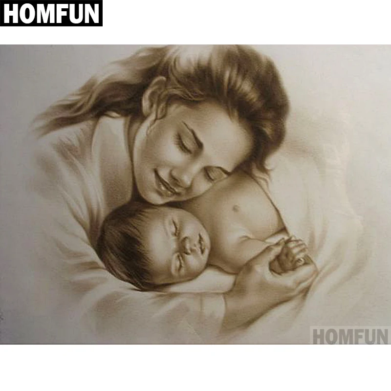HOMFUN Набор для алмазной вышивки женщина ребенок | Дом и сад