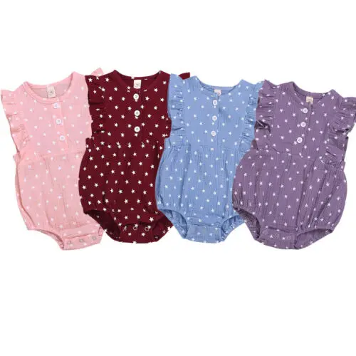 Toddler Baby Girls Romper Star Print Sleeveless Jumpsuit Summer Clothes Outfits | Мать и ребенок