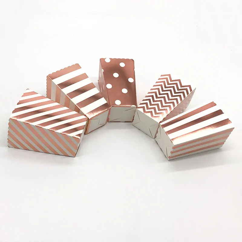 12 шт. жесткая бумага из розового золота мини-коробки для попкорна вечеринок