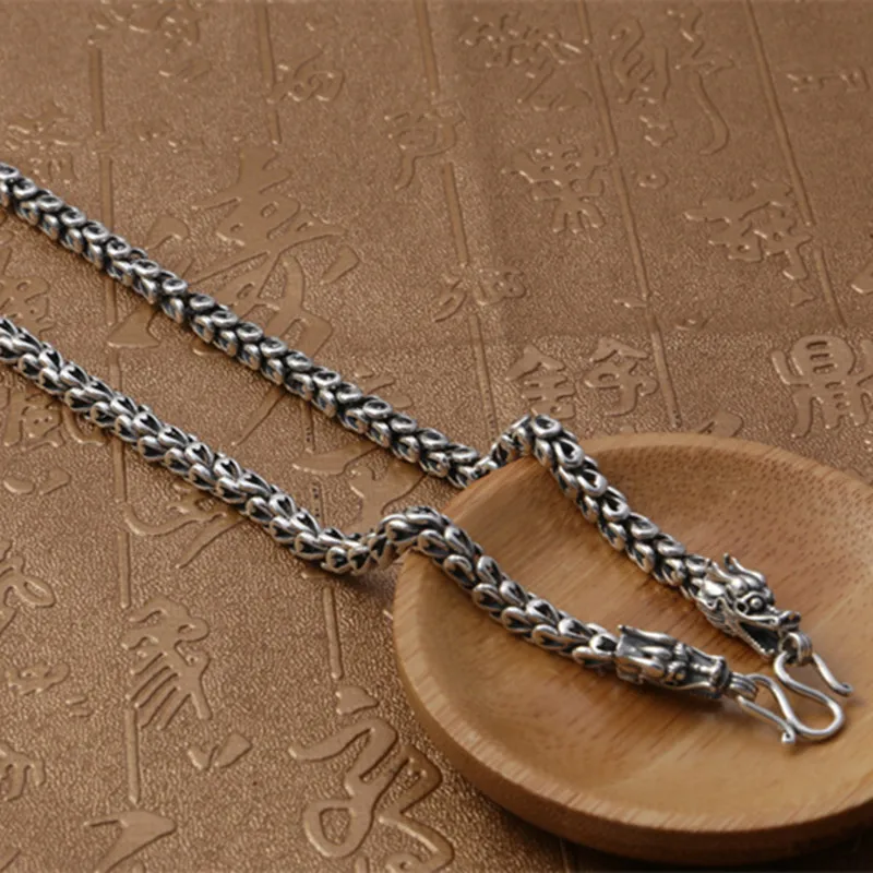 Ожерелье-чокер 68 г 100% реальная кожа серебряный дракон ожерелье 6 мм толстая цепь