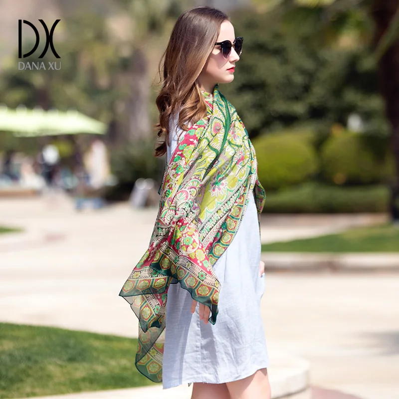 Женский шарф из 100% шелка модная длинная шаль пашмины в новом дизайне накидка