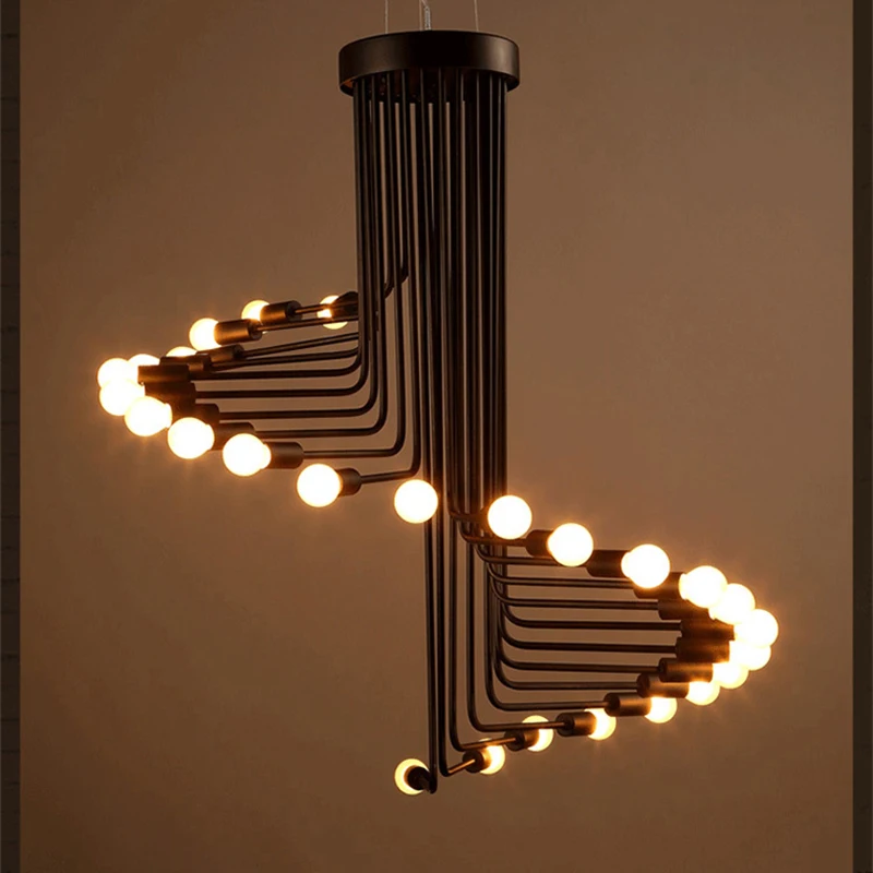 値段 工業レトロ赤金属シャンデリアスパイラル階段ledランプ16/26ヘッドサスペンションためパーラーバー店ホームシャンデリアG115