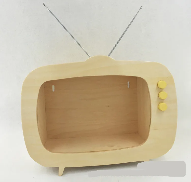 Детская комната форма TV деревянная полка держатель украшения планшета держатель для планшета Подвеска для хранения настенные полки декоративная Полка Органайзер - Цвет: Цвет: желтый