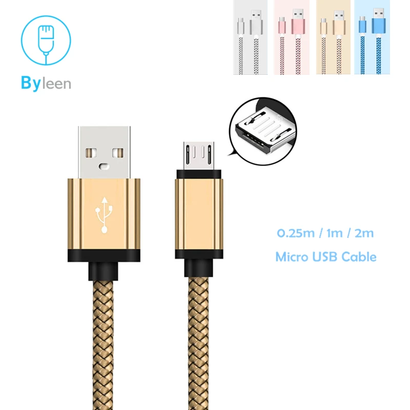 Byleen 25 см/короткий/100 см/200 см длинный USB 2 0 Micro зарядное устройство для смартфона 25/1/2