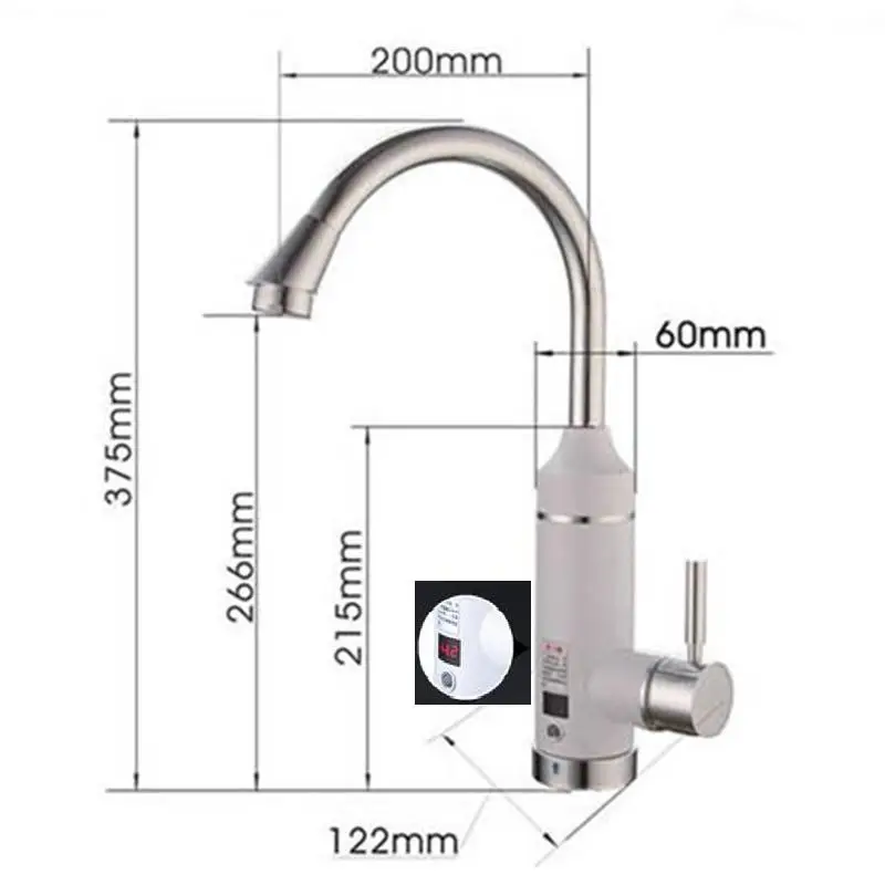 D elbow side inlet Кухня отопления Электрический tankless непрерывной мгновенная кран для ванной Hotel умывальник смеситель с Азии plug - Цвет: D elbow side inlet