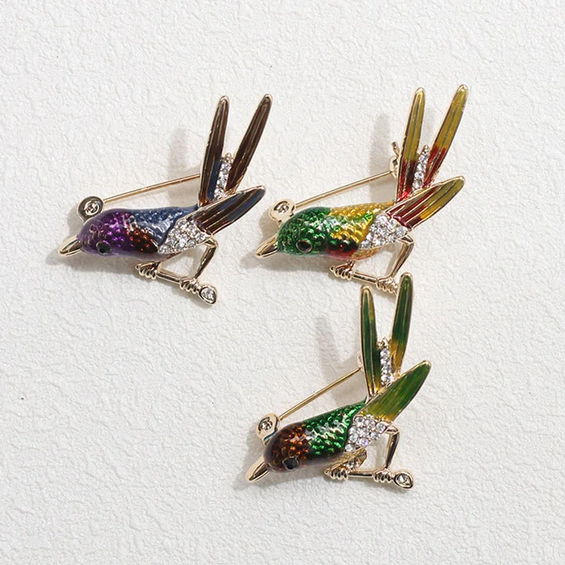 Брошь в виде Колибри для женщин и мужчин булавки броши с кристаллами золотистого