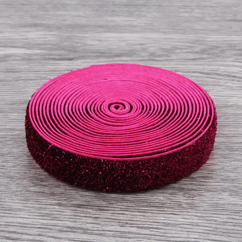 fuchsia 10 ярдов, 5/8 дюймов, Радужные Блестки, складывающиеся на эластичную ленту для детей, аксессуары для волос, эластичные повязки на голову для девочек, галстуки для волос, бант для волос - Цвет: fuchsia
