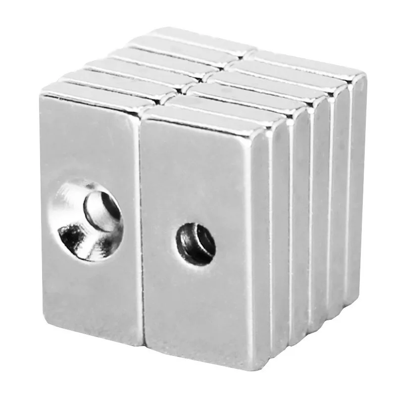 NdFeB фиксирующий магнит 20x10x3 мм с M3 винтовыми потайными отверстиями Блок N35