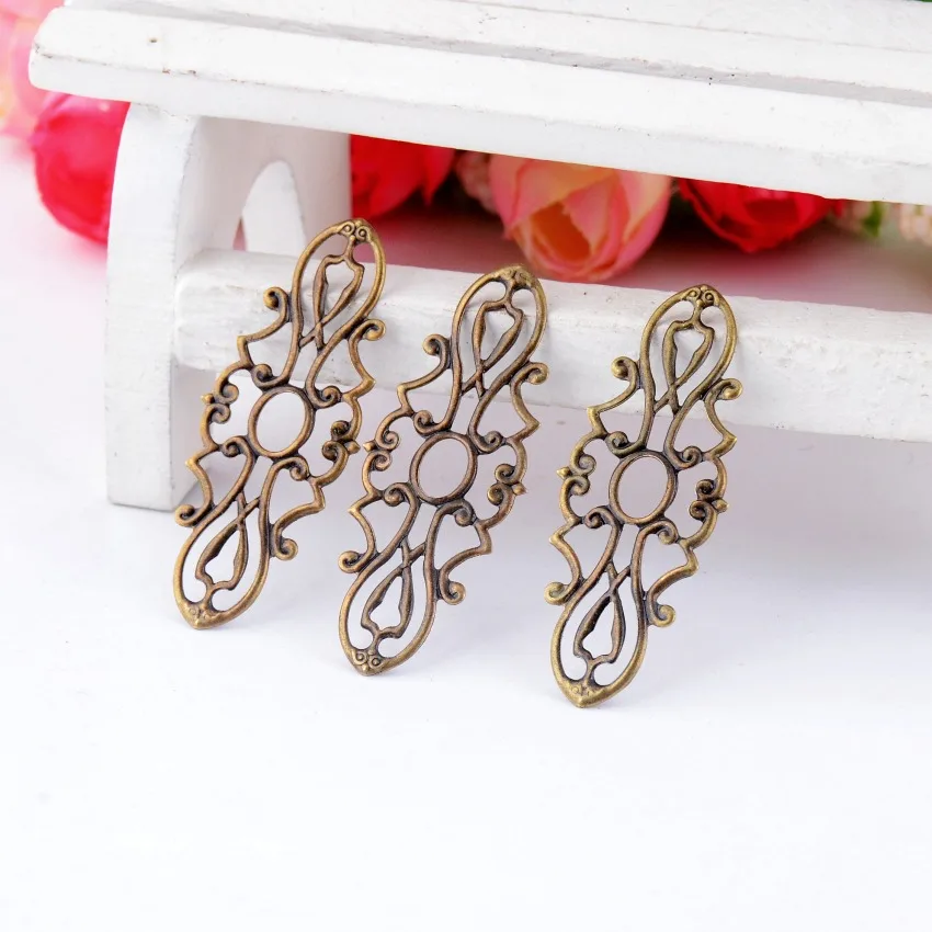 

Free shipping Retail 20Pcs Antique Bronze Filigree Wraps Connectors Metal Crafts Gift Decoration DIY Findings 3.8x1.5cm