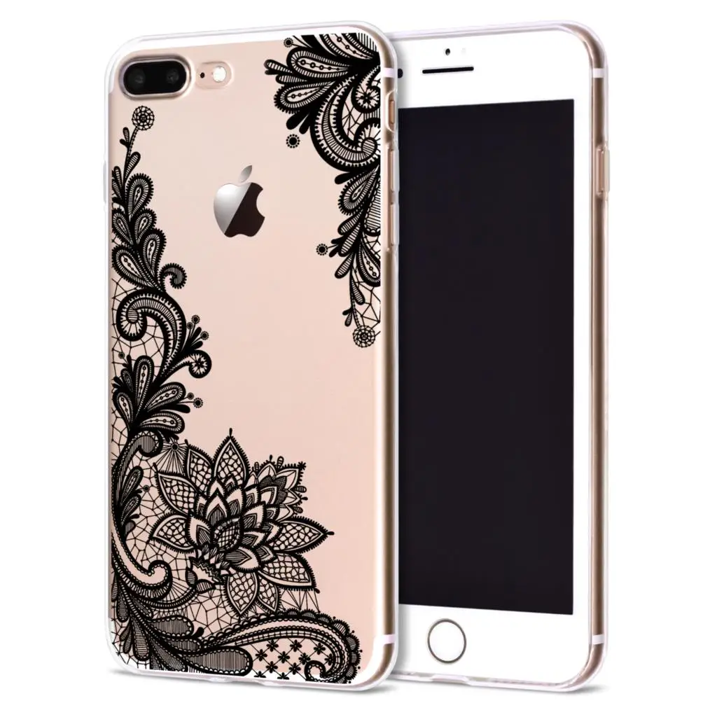 Цветочный чехол с кружевной мандалой для Coque iPhone 11 Pro XS Max XR Мягкий ТПУ силиконовый чехол s для iPhone 8 7 6 6s Plus 5S 5 SE чехол для телефона