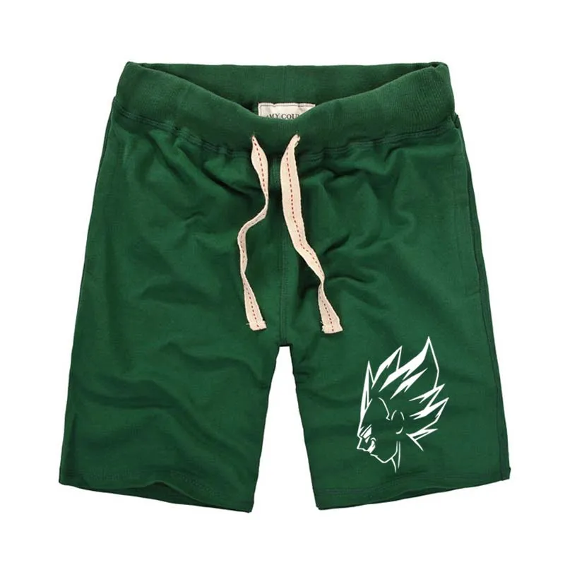 item02 - green Летние мужские шорты с принтом Dragon Ball Z, прямые мужские шорты из чистого хлопка, Saiyan, черные короткие штаны - Цвет: item02 - green