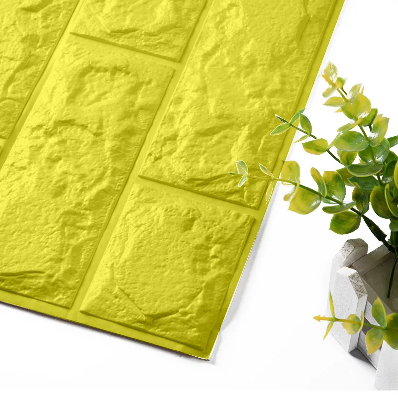 Yellow 3D самоклеющиеся водостойкие обои 60*60*0,8 см ТВ задний план кирпичная стена стикеры Гостиная Декоративные Стикеры для спальни - Цвет: Yellow