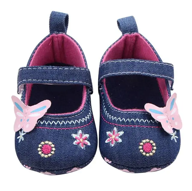Синий SAGACE 0-24M First Walkers Newborn Girl Butterfly Print Toddler Prewalker Shoes Infant Boys Soft Sole Baby Prewalker Shoes - Цвет: Синий