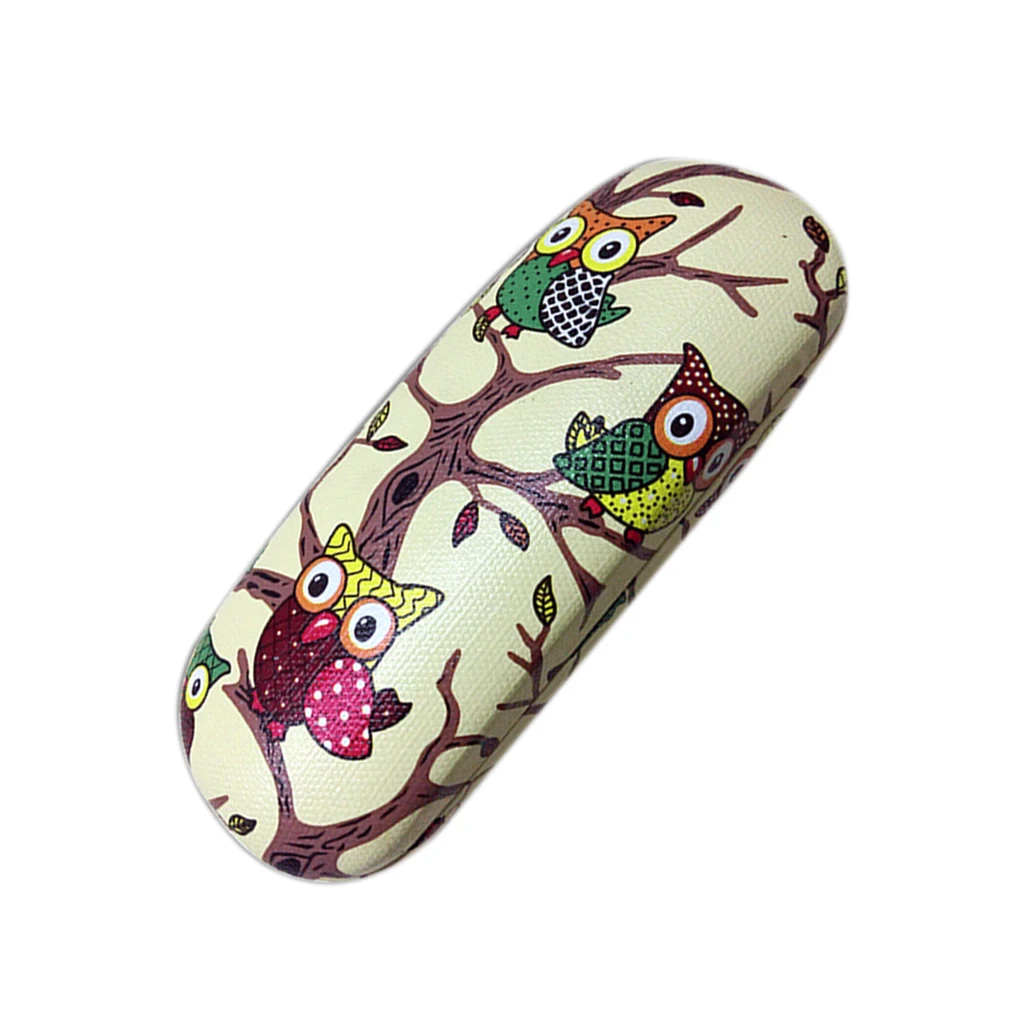 3 Owl Animal Pattern Glasses Box Case PU Leather Eyewear Box Portable Folding Hard Case Eyewear Protector Box - Цвет: 3
