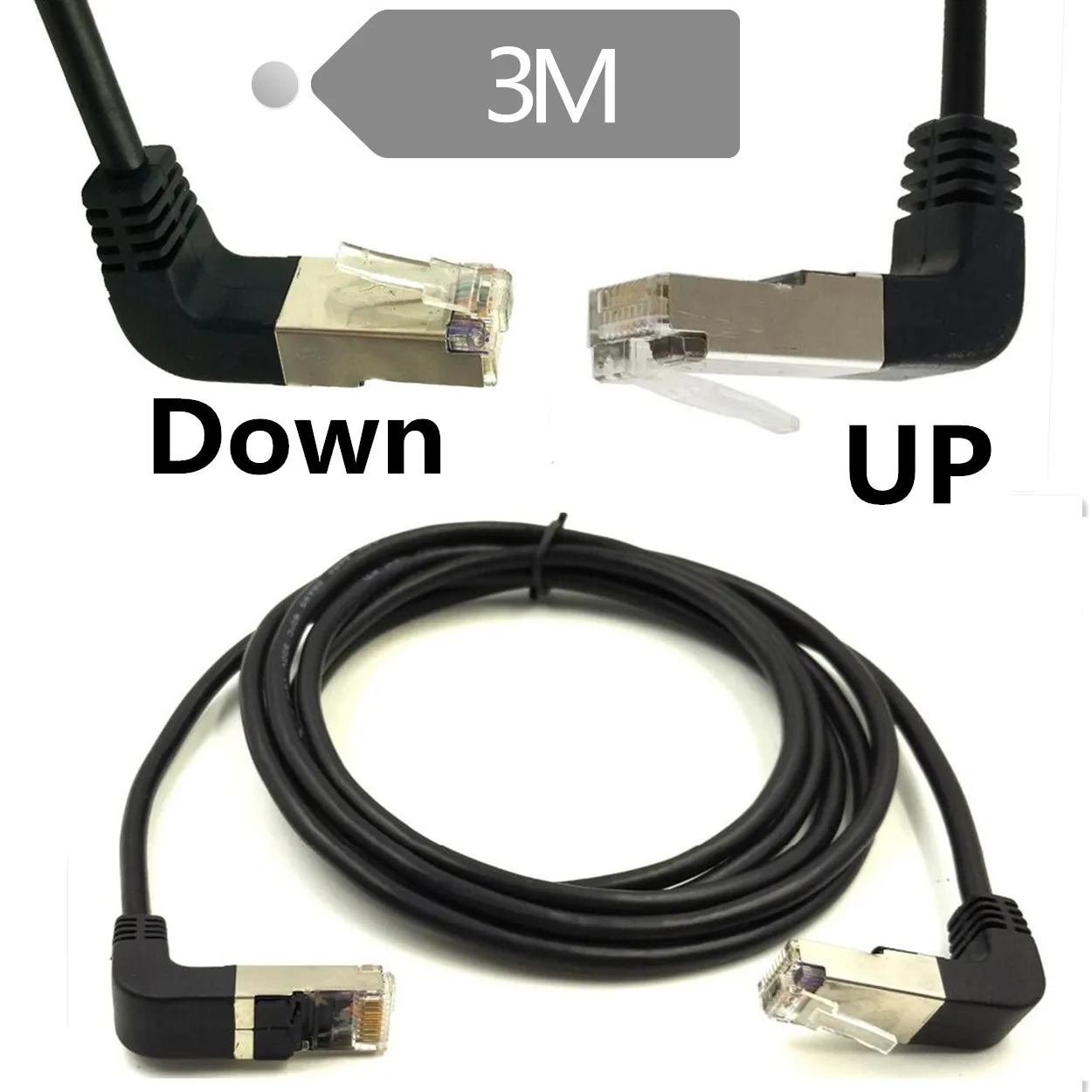 3 м RJ45 вверх папа к вниз 90 градусов Cat 5 Ethernet кабель шнур (верхний штекер) |