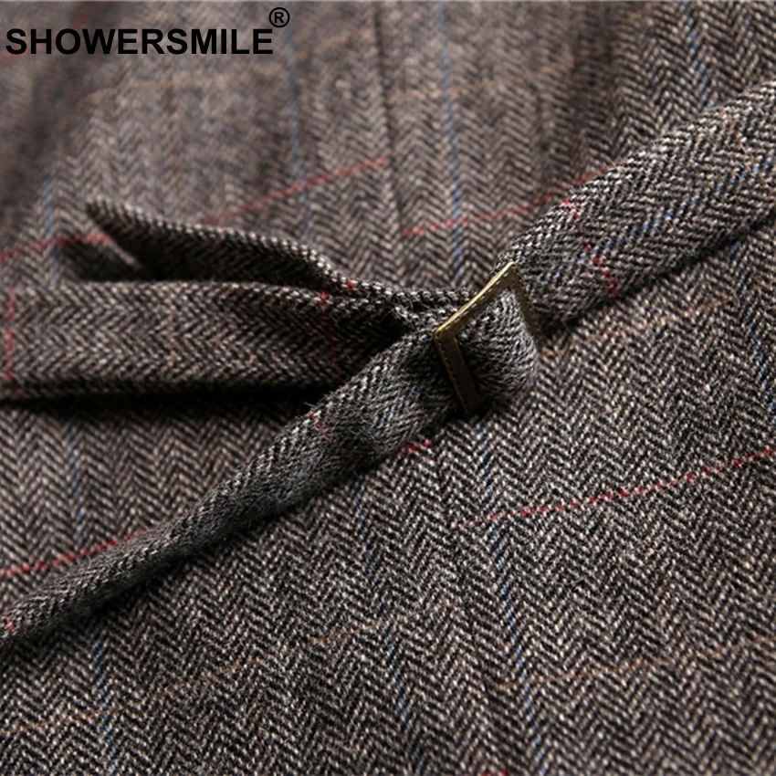 SHOWERSMILE, винтажный твидовый жилет размера плюс, мужской жилет с карманами, шерстяной жилет без рукавов, британский стиль, мужской жилет, бренд