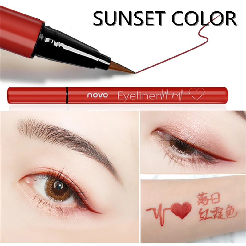 03 sunset color 6 цветов, жидкая подводка для глаз, карандаш, NOVO, косметика для глаз, стойкий, водостойкий, Черная Подводка для глаз, ручка для женщин, макияж - Цвет: 03 sunset color
