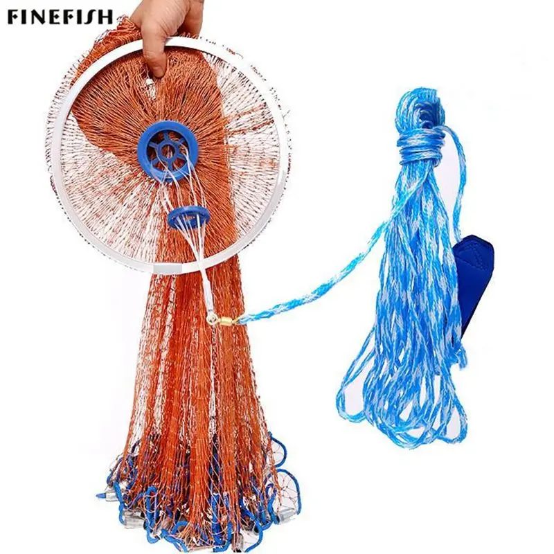 Сеть рыболовная Finefish с кольцом многонитевая кастинговая сеть для ловли рыбы