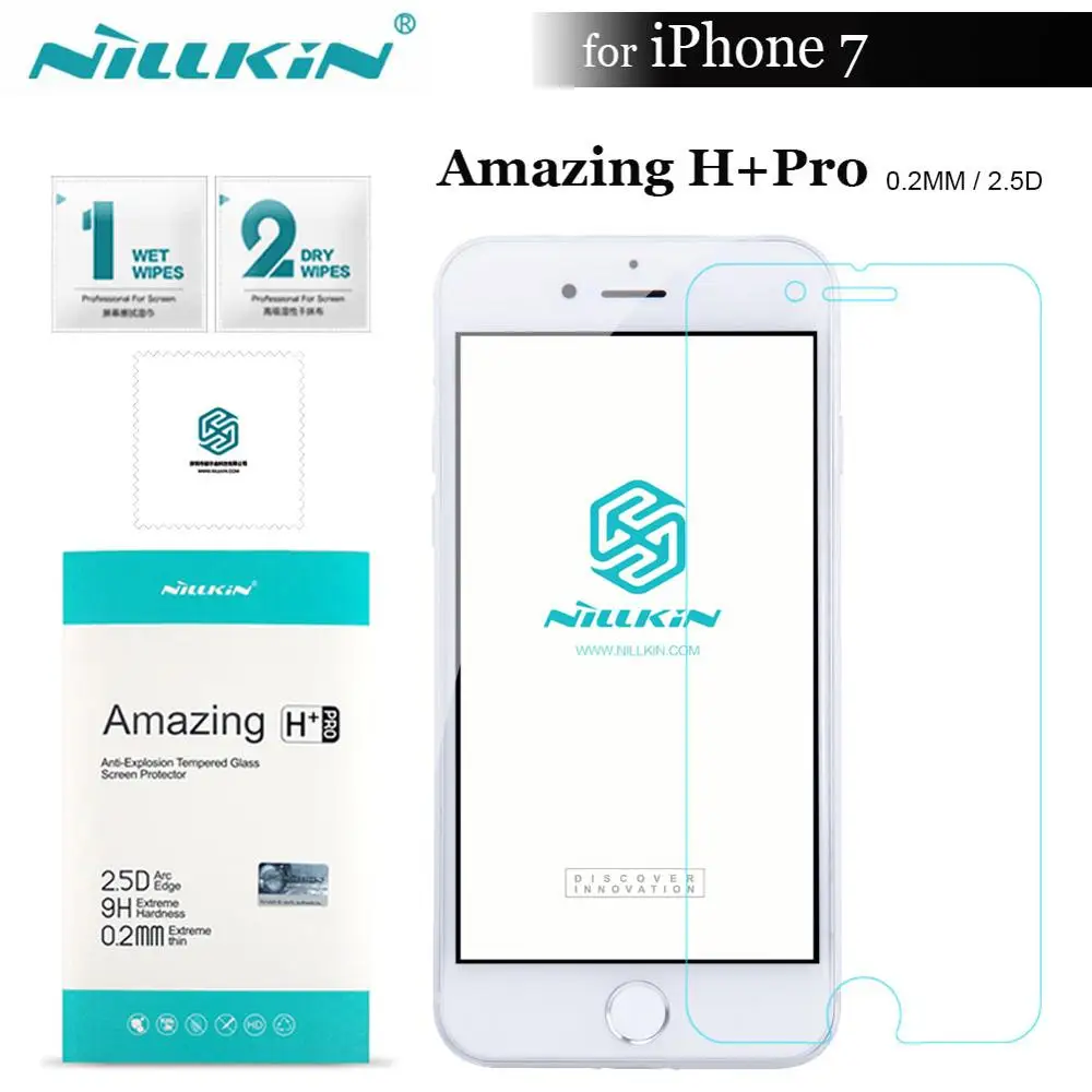 H PLUS PRO GLASS Nilkin для iPhone 6 6s 7 чехол NILLKIN Barde с металлическим покрытием бампер крышка с подставкой кольцо держатель для Apple iPhone 6 6s 7 Plus - Цвет: H PLUS PRO GLASS