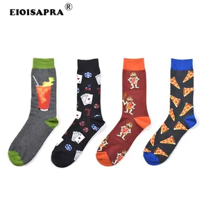Модные трендовые забавные носки в стиле хип-хоп Life для покера, гитары, пиццы, сока, индивидуальные хлопковые дышащие Нескользящие мужские носки Meias