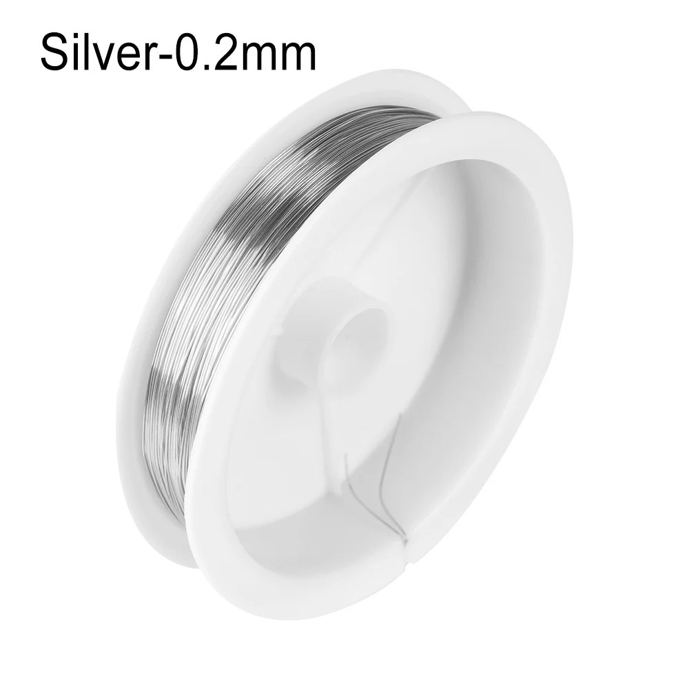 Silver-0.2mm 0,2/0,3/0,5/0,8/1 мм 15 г прочный сплав медный провод поделки из бисера провода инструменты для Ремесла шнур Струны DIY аксессуары - Цвет: Silver-0.2mm