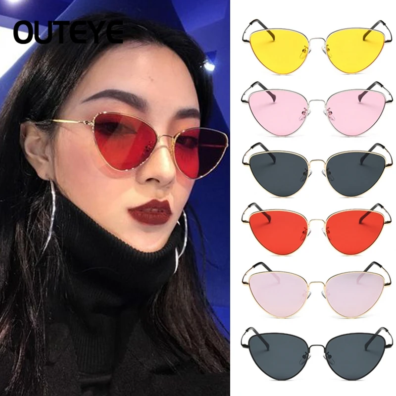 Модные брендовые дизайнерские очки кошачий глаз солнцезащитные в винтажном