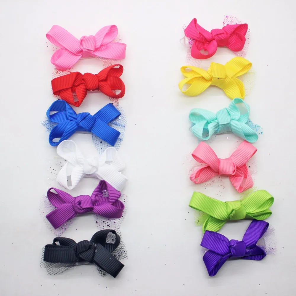 Fashionable 6 pcs/set dark/light multi color plastic hair clips assorted bow knot net barrettes accessories for girls | Детская одежда