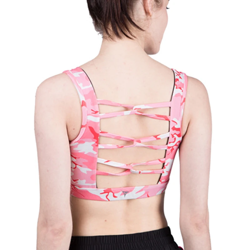 Женский беспроволочный бюстгальтер для йоги из полиэстера со съемными вставками