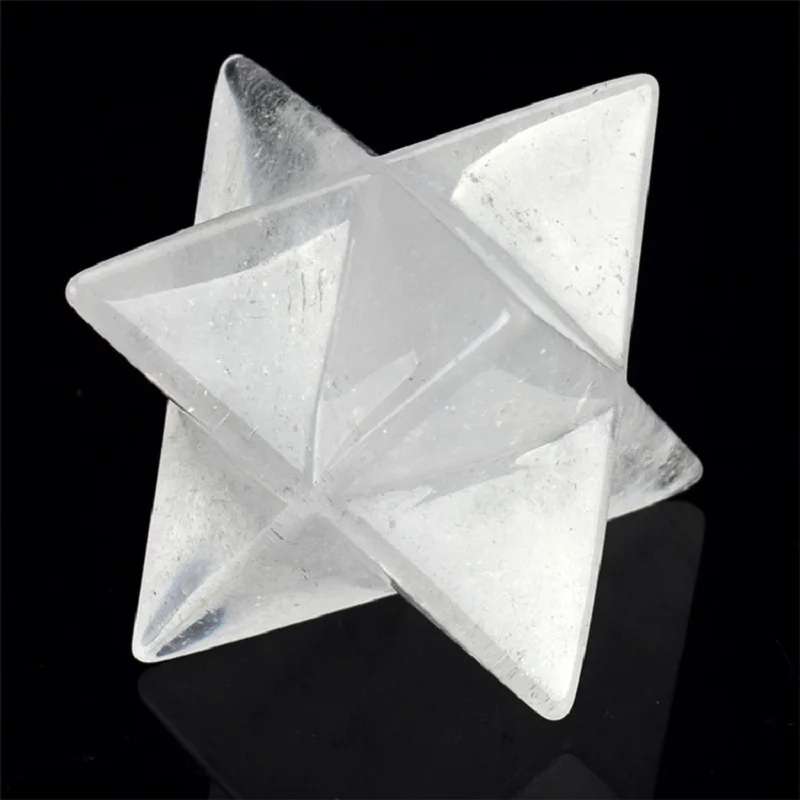 2''Natural Clear Quartz Crystal Меркаба звезда Gemston Reiki исцеляющая статуя Рождественский