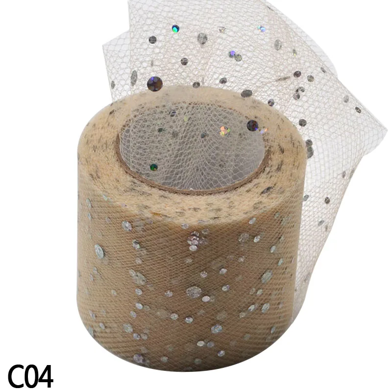 C04 22 м/рулон, 5 см, фатиновая юбка-пачка с блестками из органзы, прозрачная газовая юбка-рюмочка, подарок, украшение для свадебной вечеринки, вечерние принадлежности для вечеринки - Цвет: C04