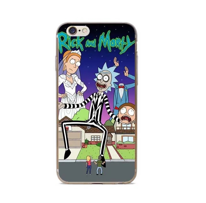 Прозрачный жесткий чехол Rick and Morty для Apple iPhone 5 5S 6 6S Plus SE 7 7Plus X XR XS MAX 8 черный