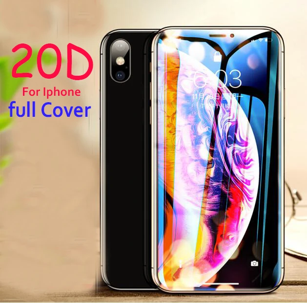 20D защитное стекло пленка для IPhone 7 6 6s 8 Plus экран протектор X XR XS Max полное изогнутое