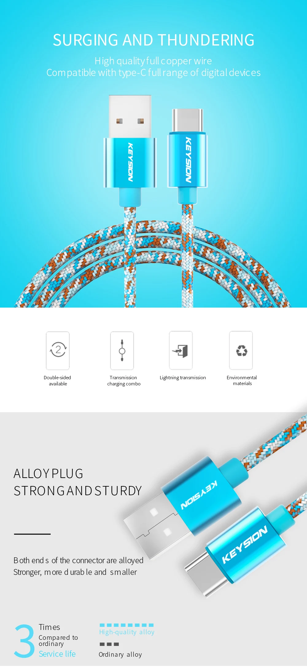 KEYSION usb type-C кабель для samsung S9 S8 Быстрая зарядка type-C мобильный телефон зарядный провод USB C кабель для Xiaomi mi9 Redmi note 7