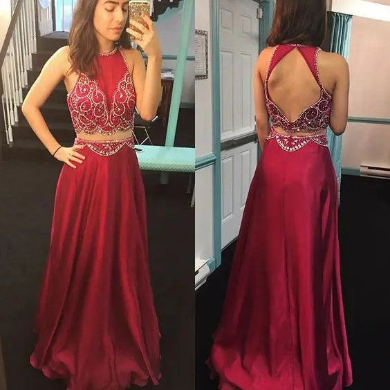 Новое поступление сексуальные платья для выпускного вечера из двух частей 2017