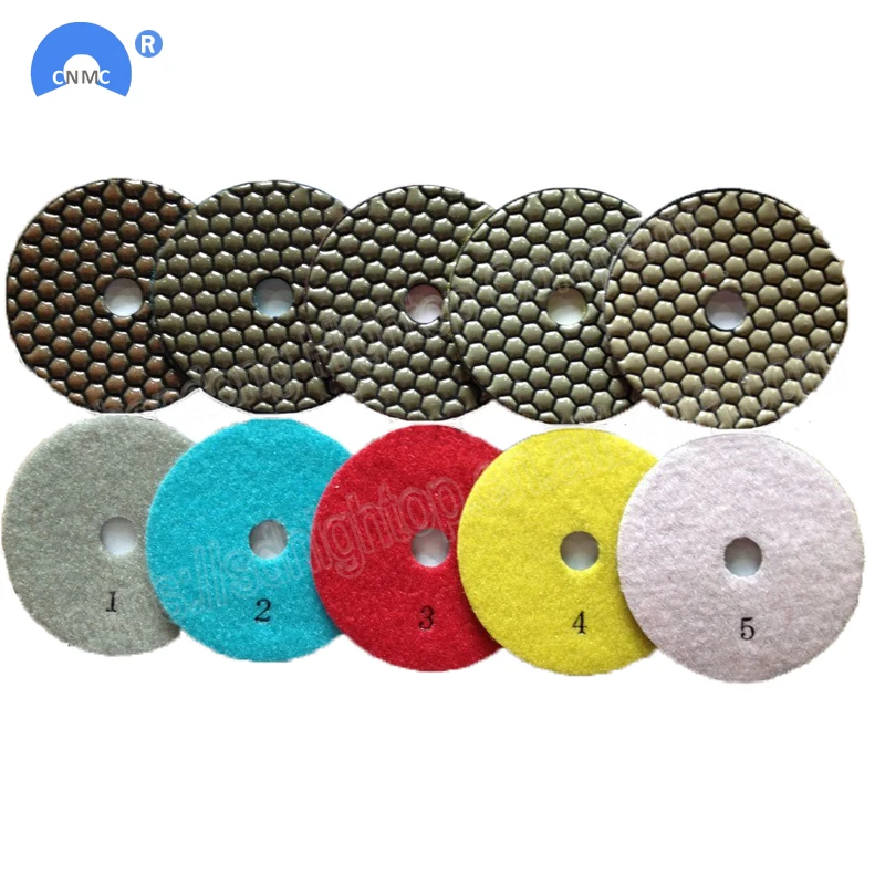

5 step dry polishing pad 4" 3mm thick Diamond Dry polishing pads disc sander pad