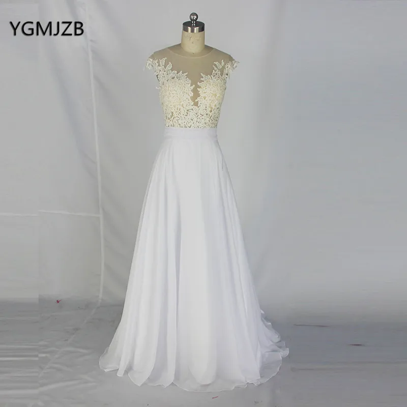 Vestido De Noiva 2018 пляжное свадебное платье-бохо Тюль с кружевами аппликацией