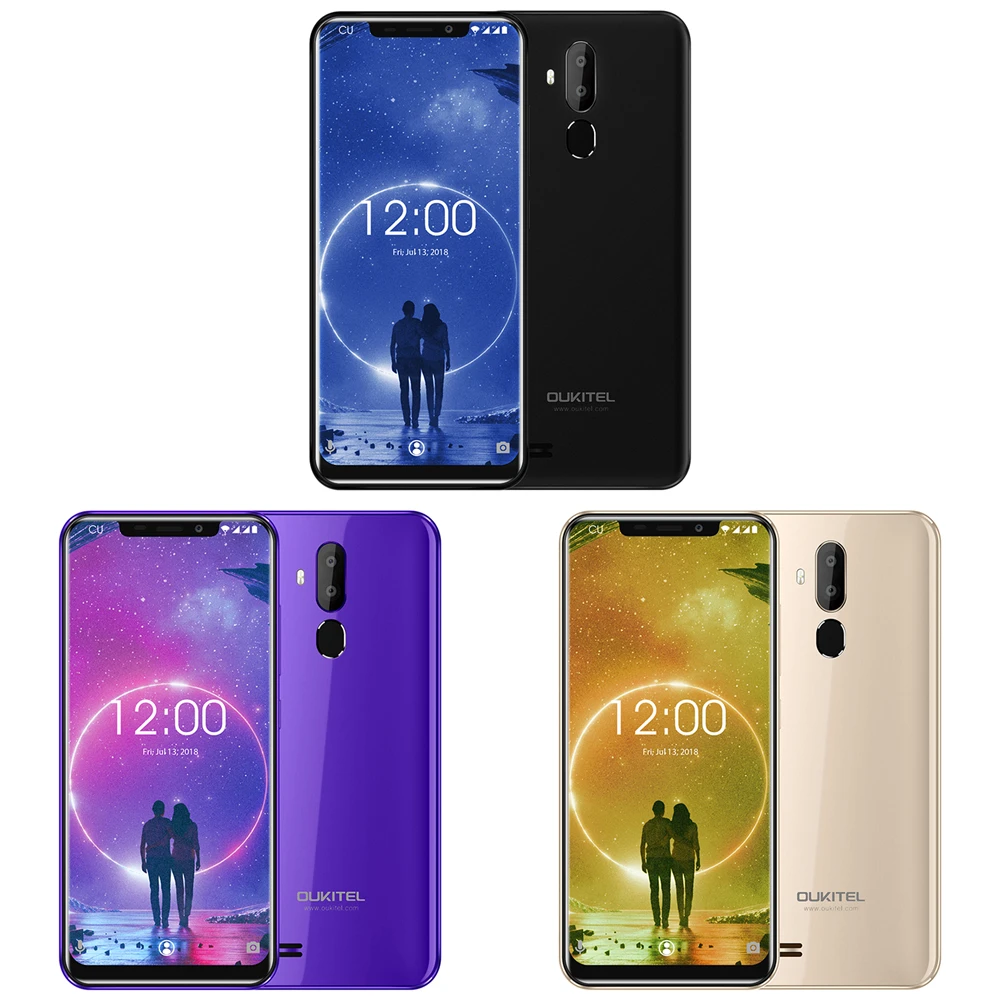 OUKITEL C12 6,1" 19:9 Android 8,1 смартфон 2 Гб ОЗУ 16 Гб ПЗУ отпечаток пальца ID мобильный телефон MTK6580 четырехъядерный 3300 мАч разблокировка