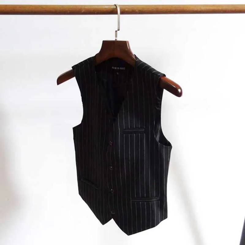 Мужской Ретро костюм жилет модный приталенный полосатый в английском стиле