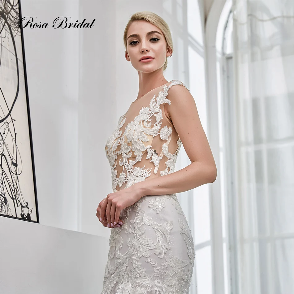 Rosabridal свадебное платье Русалка 2019 купить Китай Роскошные бисером рукава