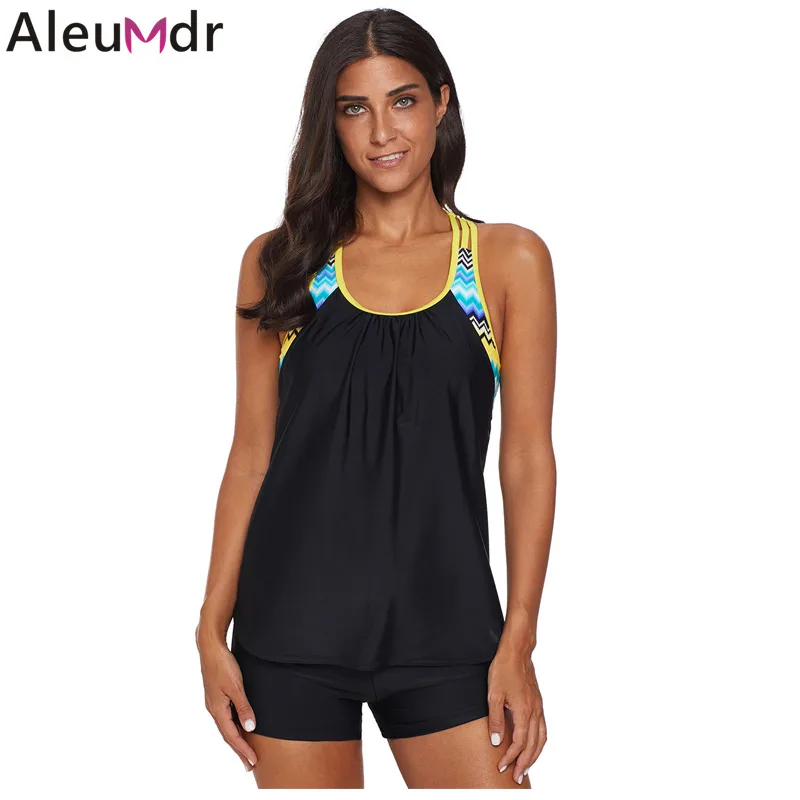 Aleumdr двойка Купальник для женщин Push печати вставить Racerback Танкини комплект Топ с