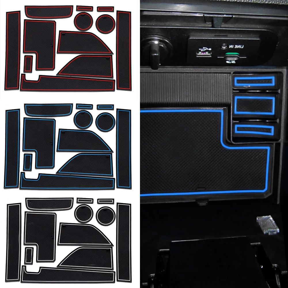 

For Ford Mustang 2015 2016 2017 Car Ate Slot door groove Mat Non-slip Mats Interior Door Pad Cup Mat Latex Car Accessories 12pcs