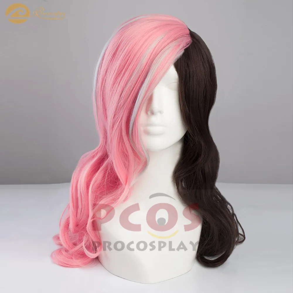 Готовый корабль RWBY Neopolitan Neo косплей парик половина черный и розовый с серой