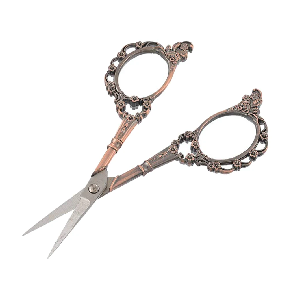 1 шт. винтажные ножницы из красной меди европейская Цветочная вышивка швейные