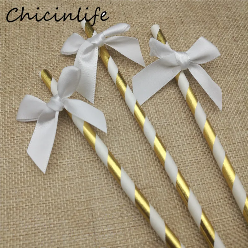 Chicinlife 10 шт. белый/черный/розовый/синий бант бумага для питья соломинки вечеринка