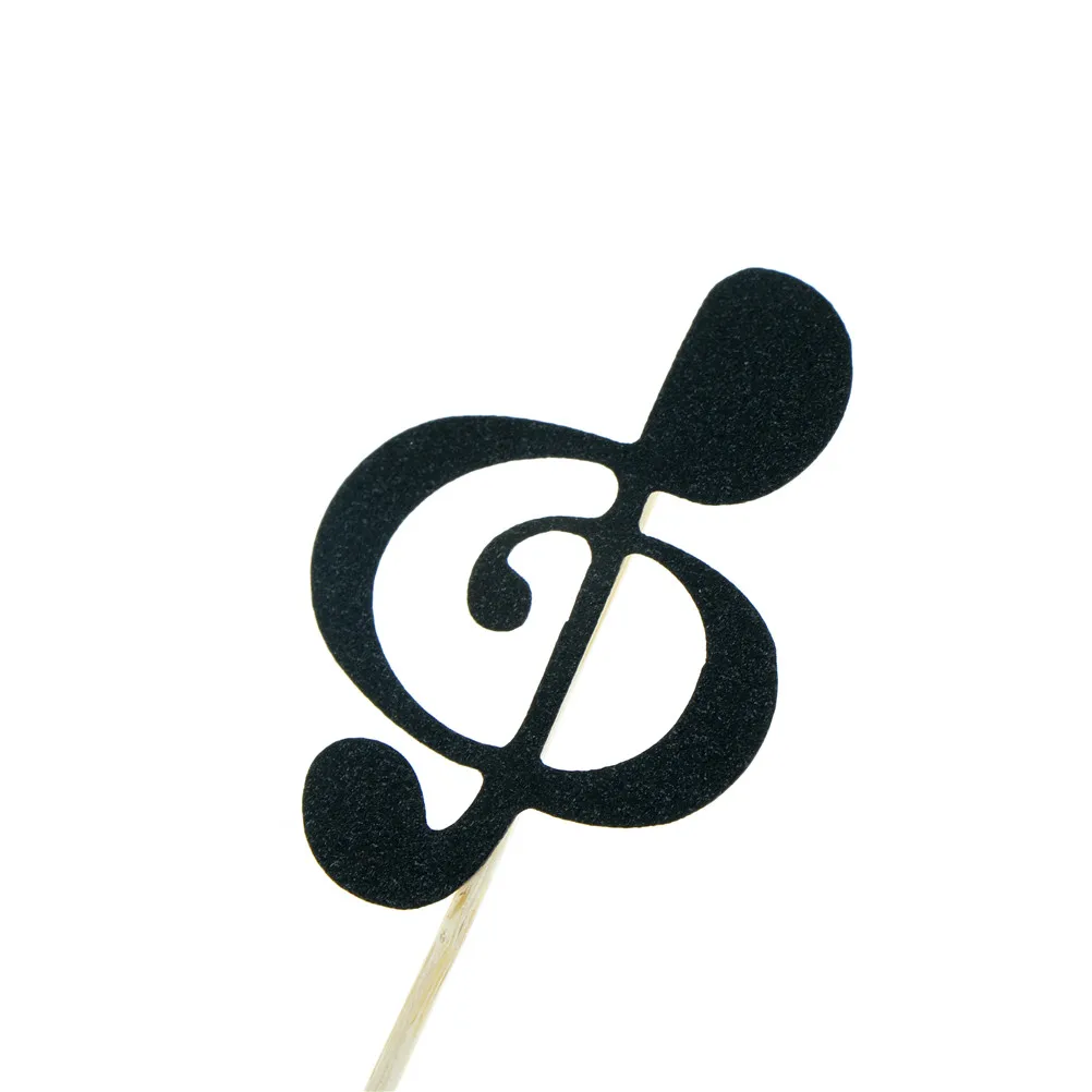 6pcs Baking Birthday Tea Party Wedding Decoration Baby Shower Cake Toppers Glitter Music Note Paper Banner For Cupcake Wrapper